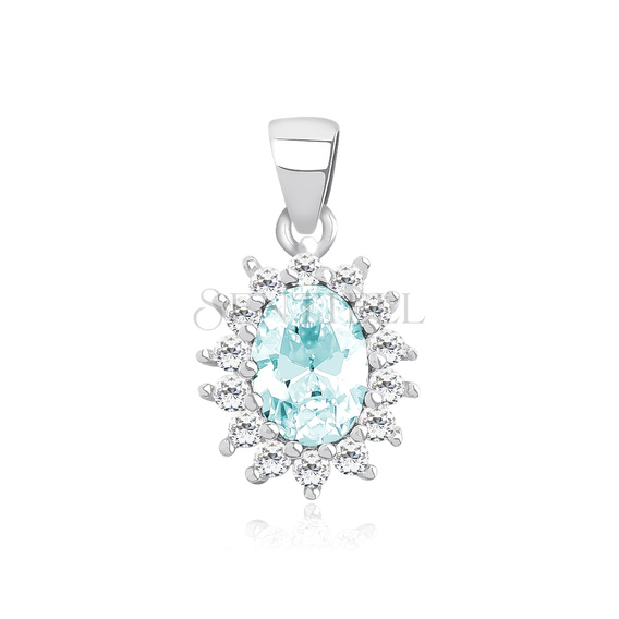 Silver (925) pendant with aquamarine colored zirconia