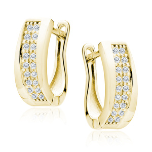 Silver (925) gold-plated earrings white zirconia