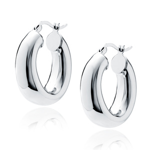 Silver (925) earrings hoops - highly polished