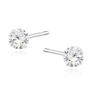 Silver (925) earrings round white zirconia diameter 5mm