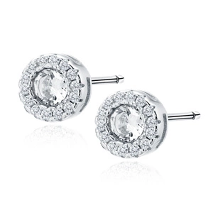 Silver (925) elegant round earrings with zirconia