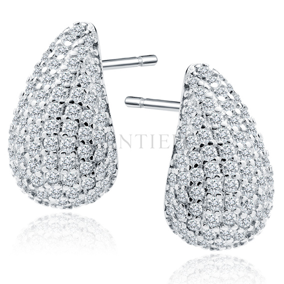 Silver (925) earrings drops with white zirconias