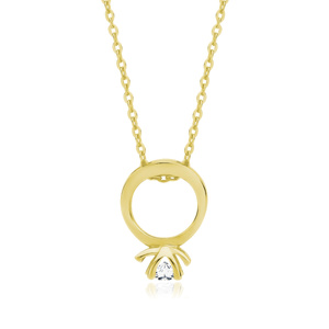 Silver (925) necklace with ring pendant - gold-plated