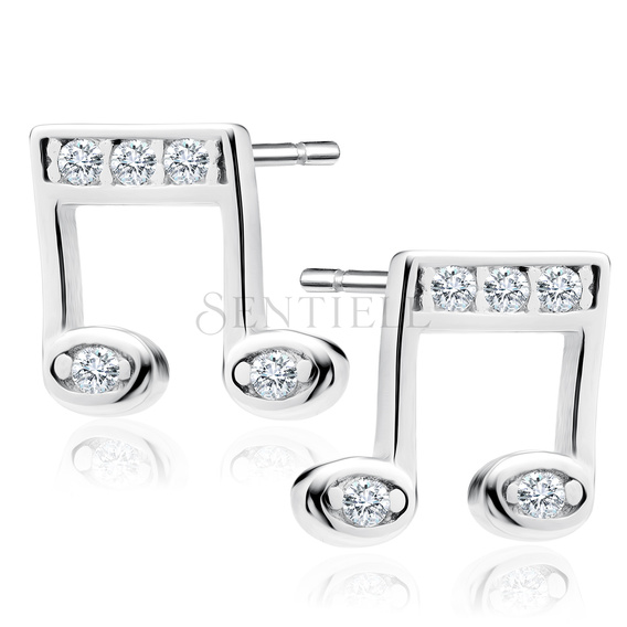 Silver (925) note earrings with zirconia