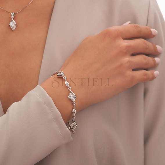 Silver (925) bracelet white zirconia