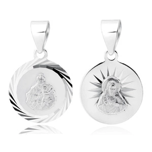 Silver (925) pendant diamond cut - Scapular Mary / Jesus