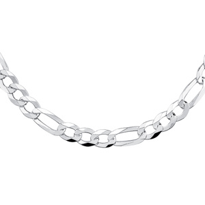 Silver (925) diamond-cut chain - figaro extra flat Ø 250 rhodium-plated