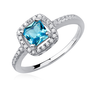 Silver (925) ring with aquamarine zirconia