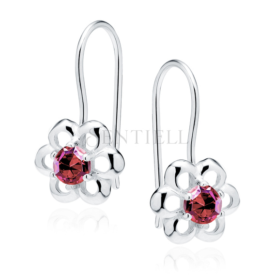 Silver (925) Earrings ruby colored zirconia