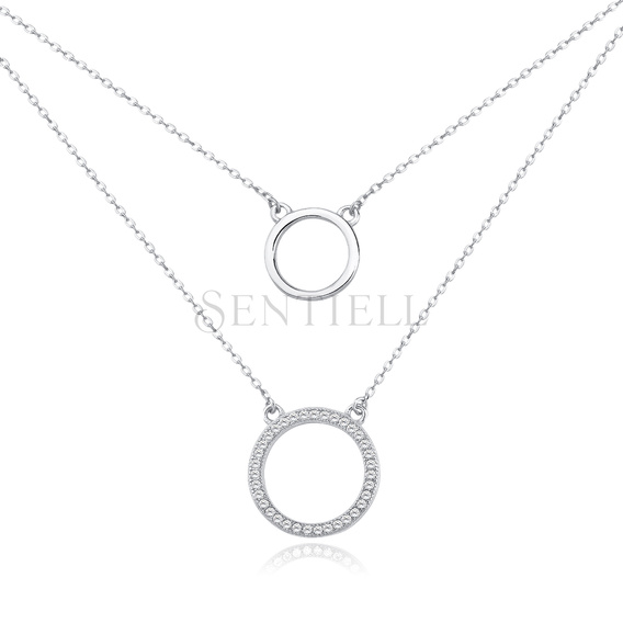 Silver (925) necklace - circles with zirconia