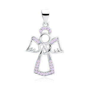 Silver (925) pendant with purple zirconia - angel