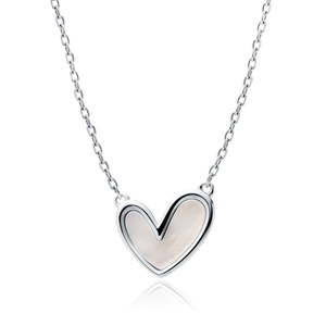 Silver (925) necklace - heart with Nacre