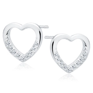 Silver (925) heart earrings with zirconias