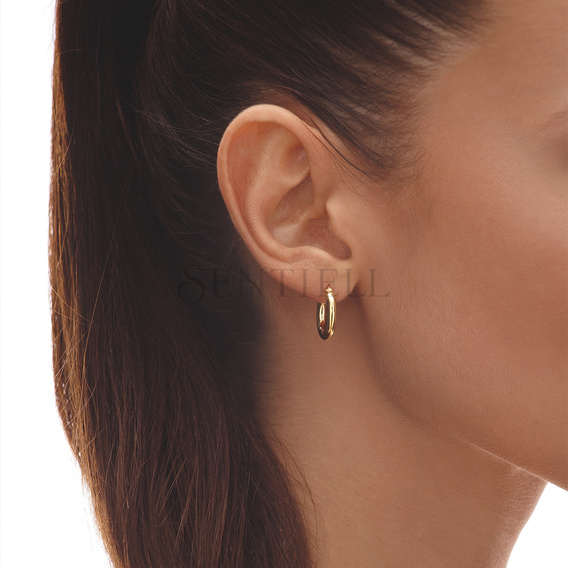 Silver (925) earrings hoops - highly polished, gold-plated