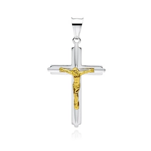 Silver (925) diamond cut pendant cross, gold-plated