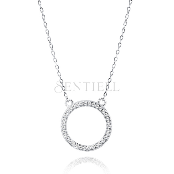 Silver (925) necklace - circle with white zirconias