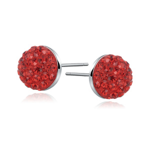 Silver (925) earrings red half ball