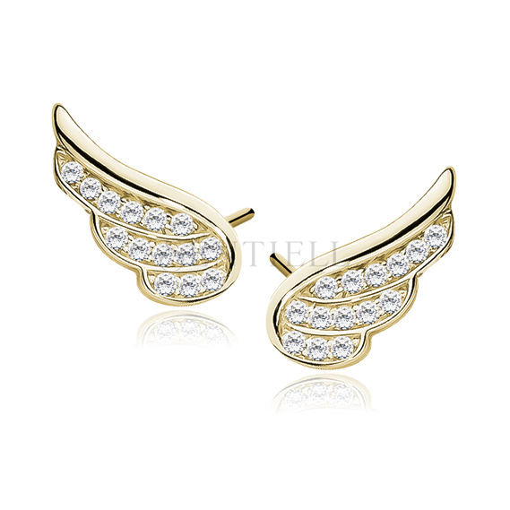 Silver (925) gold-plated earrings - wings with zirconia