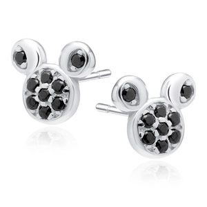 Silver (925) earrings mouse with black zirconias