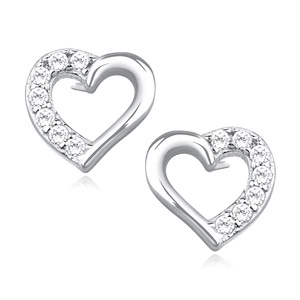 Silver (925) heart earrings with zirconia