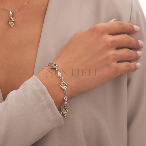 Silver (925) bracelet with cognac zirconia