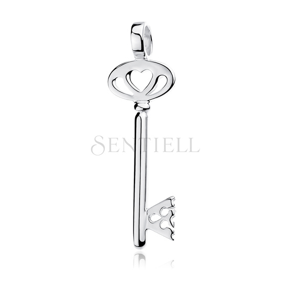 Silver (925) pendant Zirconia - Heart key