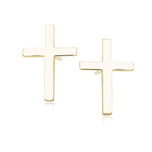 Silver (925) earrings - gold-plated crosses