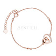 Silver (925) rose gold-plated bracelet - horse with white zirconias and white eye