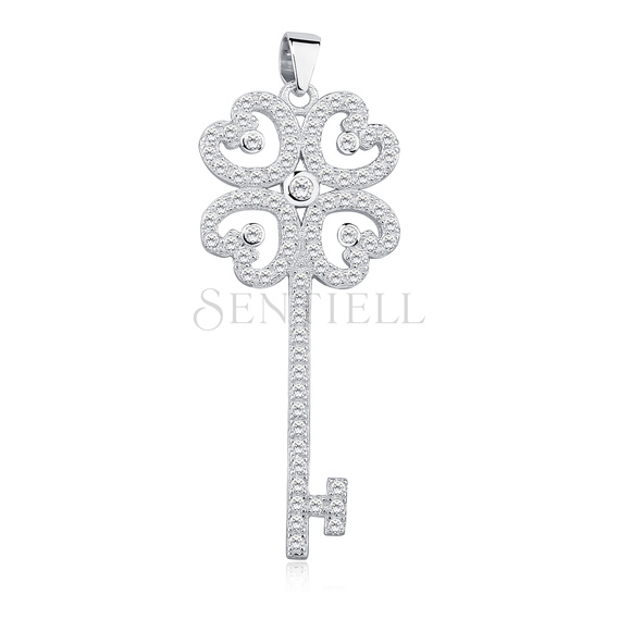 Silver (925) key pendant with zirconia