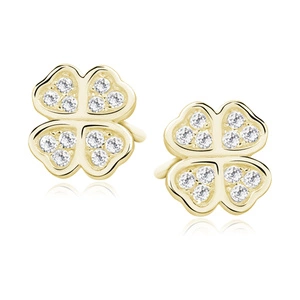 Silver (925) gold-plated clover earrings with zirconia