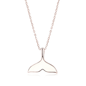 Silver (925) necklace whale tail with white enamel - rose gold-plated