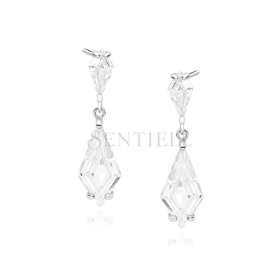 Silver (925) stylish, bridal earrings with zirconia