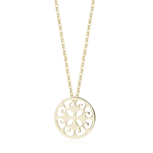 Silver (925) necklace withopen-work  round pendant - gold-plated