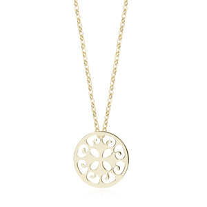 Silver (925) necklace withopen-work round pendant - gold-plated