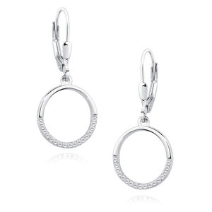 Silver (925) Earrings - cirlce with white zirconia