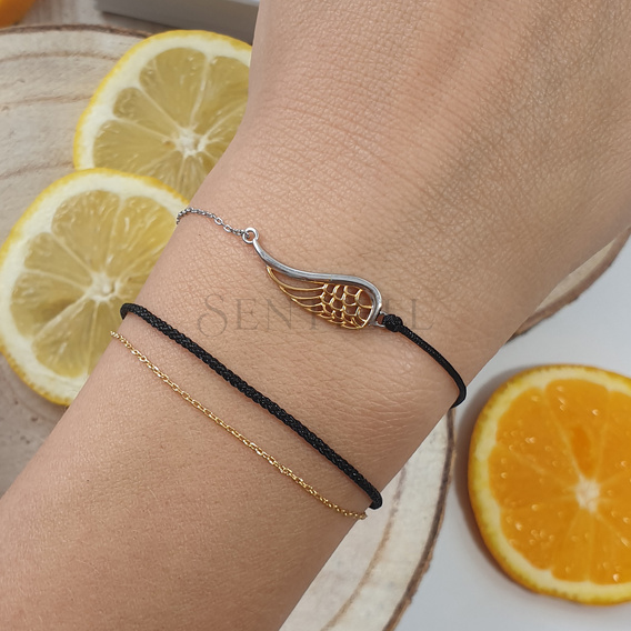 Silver (925) gold-plated bracelet with black cord