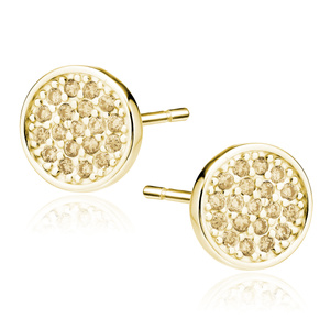 Silver (925) gold-plated elegant round earrings with zirconias