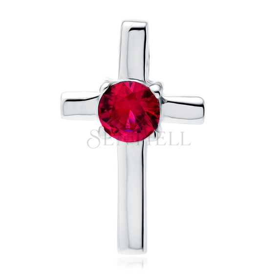 Silver (925) pendant cross with ruby zirconia