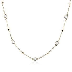 Silver (925) gold-plated necklace with balls and white zirconias