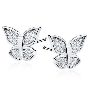Silver (925) butterfly earrings with zirconia