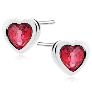 Silver (925) earring hearts with pink zirconias