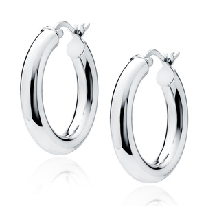 Silver (925) earrings hoops - highly polished