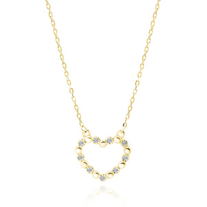 Silver (925) gold-plated necklace - heart with zirconias