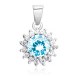 Silver (925) pendant with elegant round aquamarine zirconia