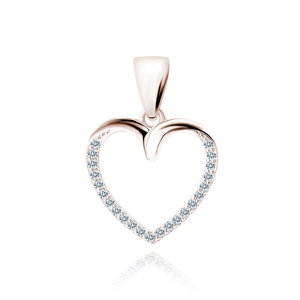 Silver (925) rose gold-plated pendant heart with white zirconias