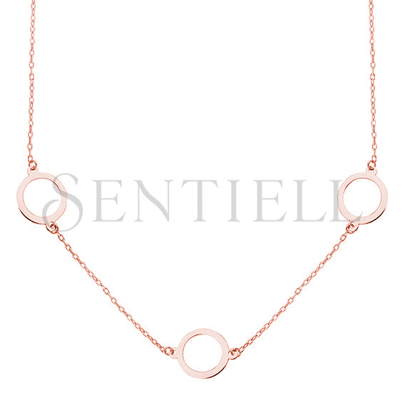 Silver (925) rose gold-plated necklace - three circles