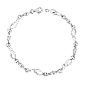 Silver (925) bracelet with white zirconia