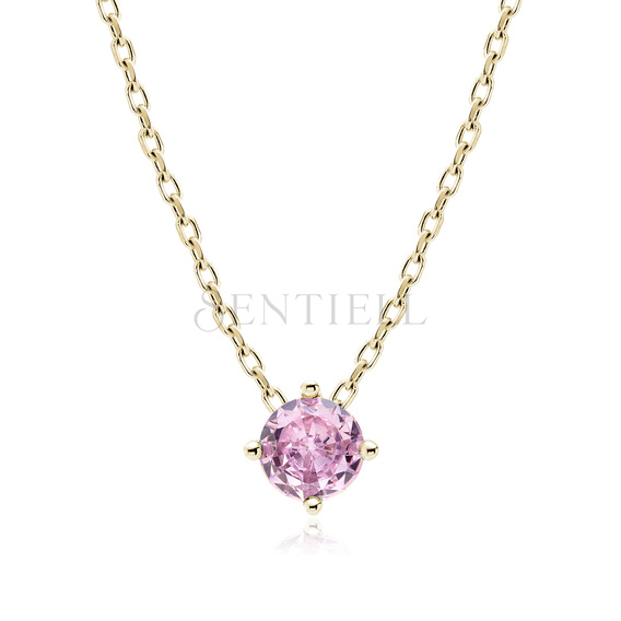 Silver (925) gold-plated necklace with pink zirconia