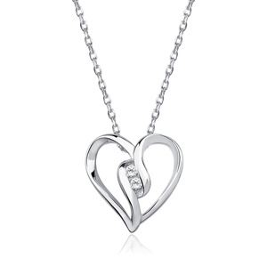 Silver (925) necklace - heart with zirconia