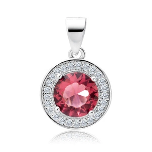 Silver (925) pendant with round ruby zirconia